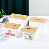 Fabricante de caja de papel tisú de plástico cubierta de madera personalizada pp publicidad creativa promocional hotel hotel caja de papel tisú impresión logotipo details Picture